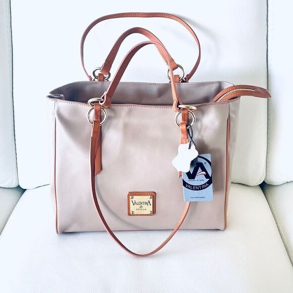 NWT Gorgeous Valentina Satchel Shoulder Hand Real Finest Italian Tan Leather Bag - Picture 1 of 12